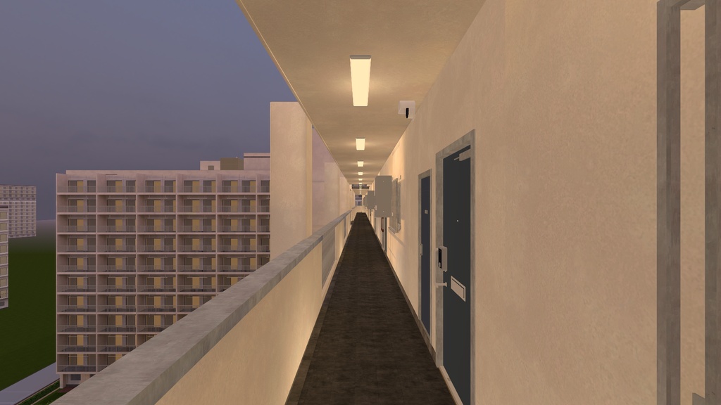 【発売記念 10/31まで¥1,500】郊外の団地ワールド【VRChat・PC】昼と夕方の2場面+団地の部材94点