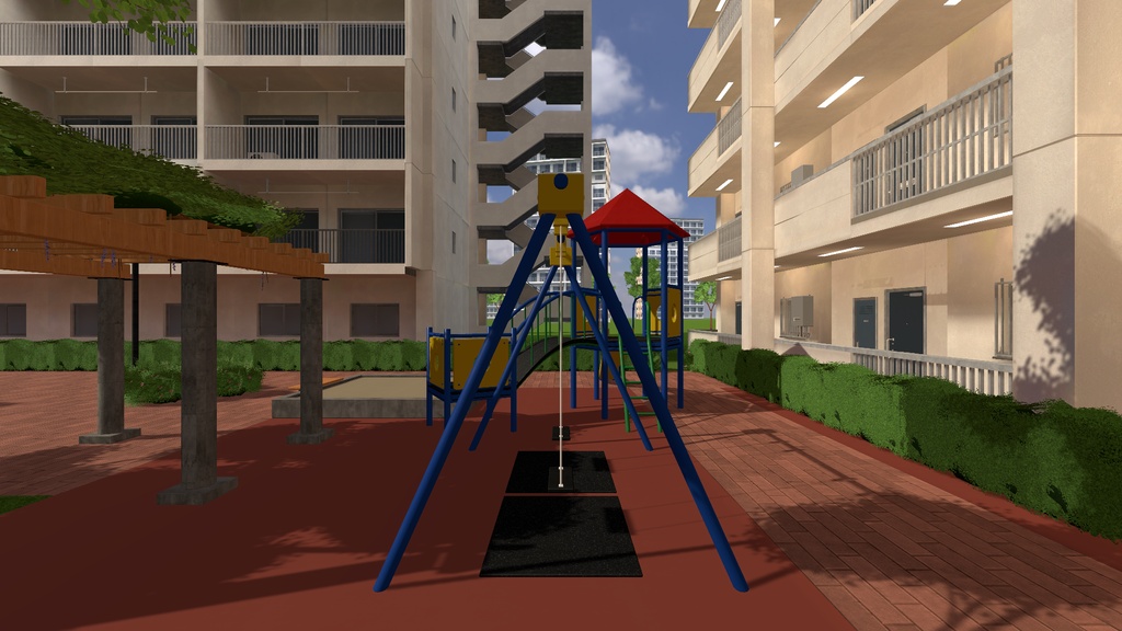 【発売記念 10/31まで¥1,500】郊外の団地ワールド【VRChat・PC】昼と夕方の2場面+団地の部材94点