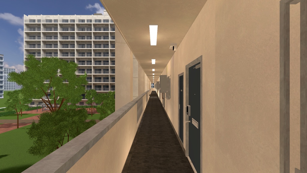 【発売記念 10/31まで¥1,500】郊外の団地ワールド【VRChat・PC】昼と夕方の2場面+団地の部材94点