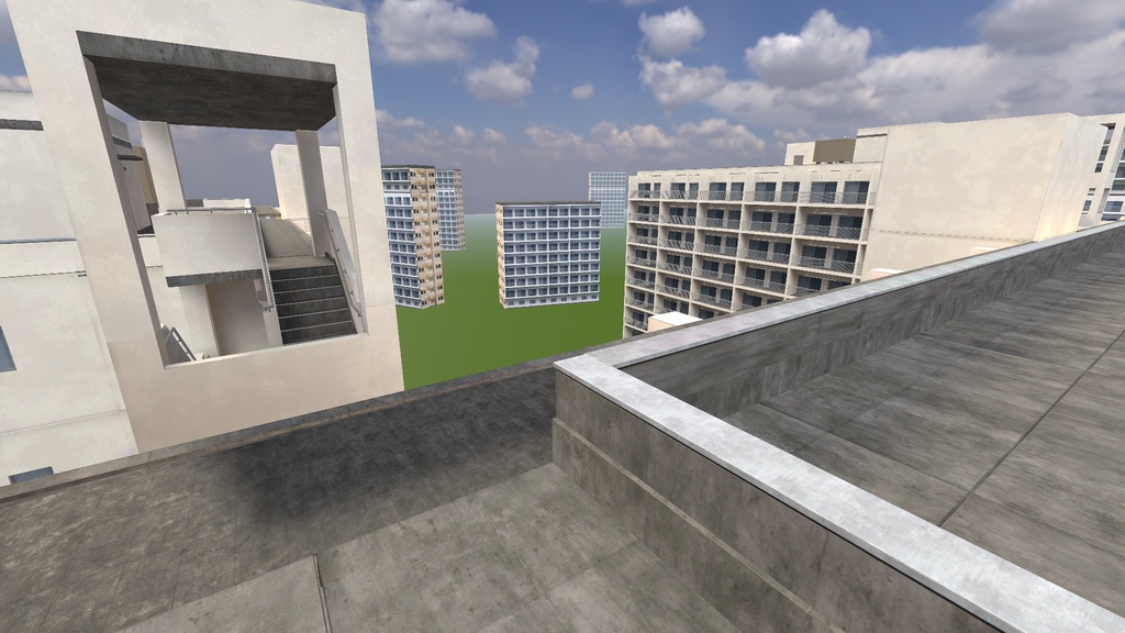 【発売記念 10/31まで¥1,500】郊外の団地ワールド【VRChat・PC】昼と夕方の2場面+団地の部材94点
