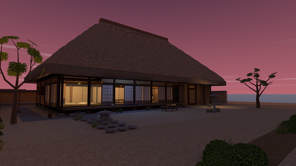 【発売記念 10/31まで¥1,500】縁側の家【VRChatワールド・PC】尾道の茅葺き農家で過ごす夏の夕方と夜