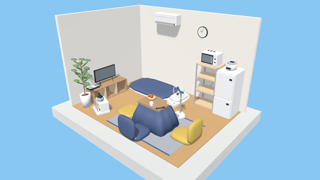日本の一人暮らしの部屋 家具・生活小物200点【VRChat / PC・Quest対応 / Unity・FBX】