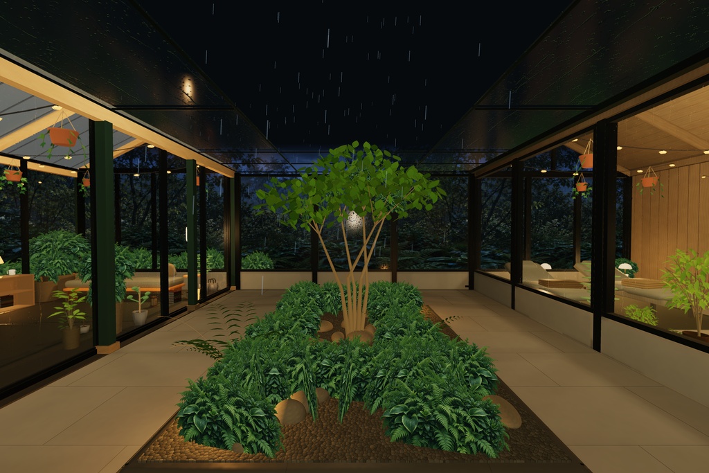 【発売記念 11/6まで¥1,000】雨音温室ホーム【VRChatワールド/PC・Quest】