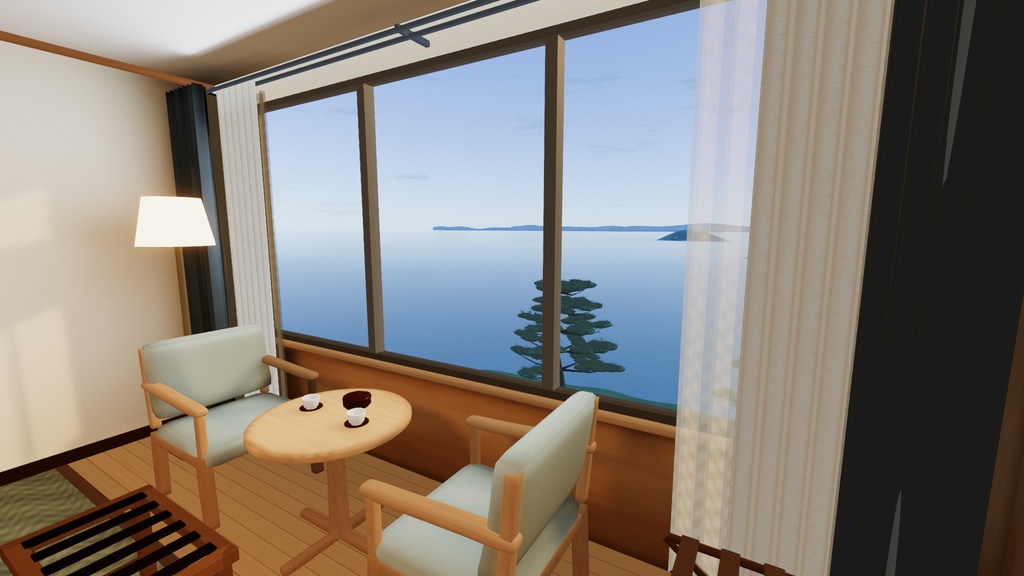 【発売記念 11/13まで¥1,000】海の見える古いリゾートホテルの和洋室【VRChat・PC】