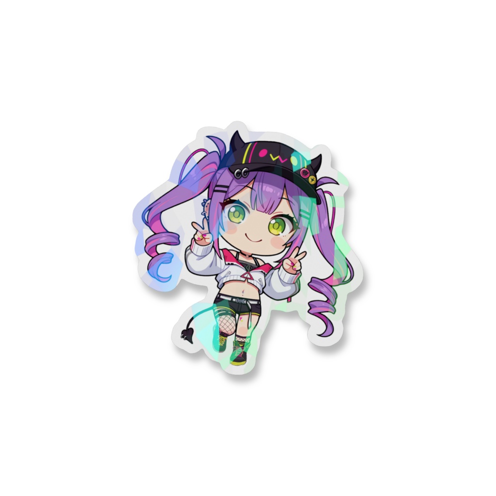 【非公式】常闇トワ_ダブルピースホログラムスマホステッカー