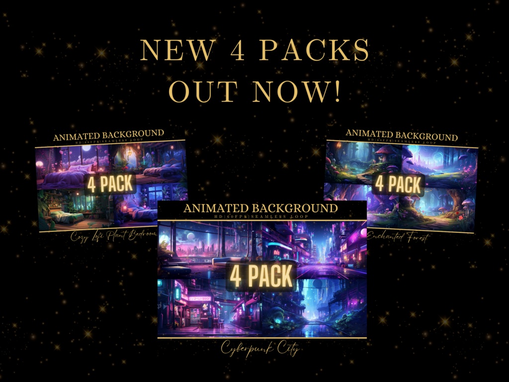 Vtuber Animated Background, Cozy Lofi Ambience Neon Cyberpunk City 3, Purple Twitch Fantasy Stream Overlay, Vtuber Seamless Looped Backgroundlogo