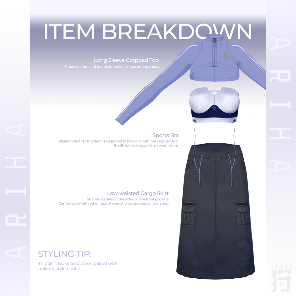 【VRoid】Cropped Style x Cargo Skirt | #KarihaVR