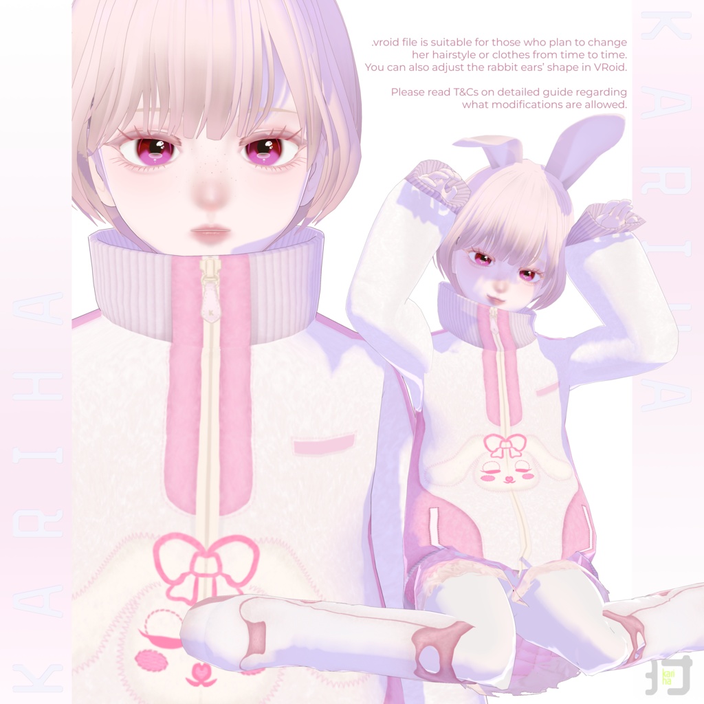 【.VRoid | .VRM】Model: Usagi うさぎ + Clothing Set | #KarihaVR