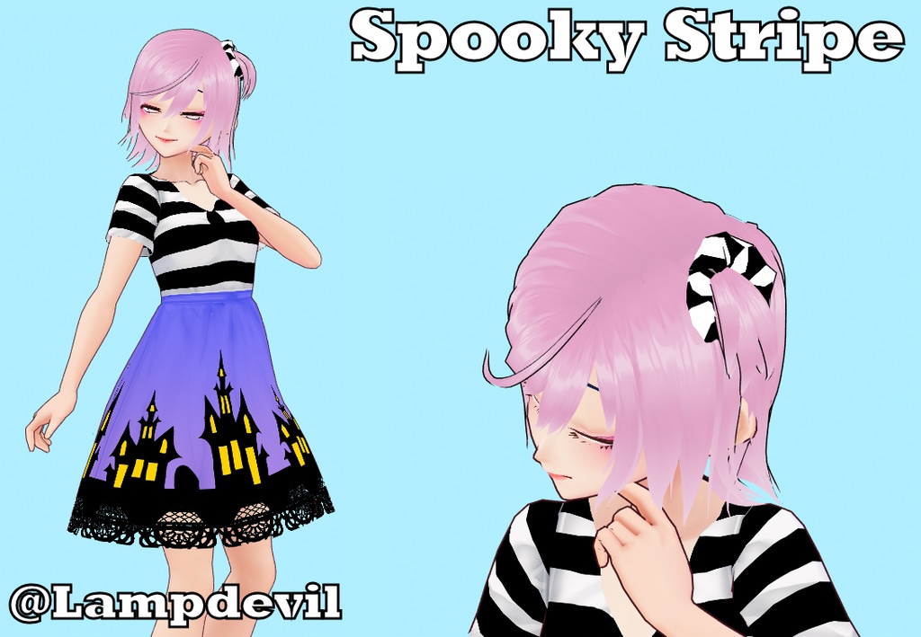 FREE Spooky Stripe VRoid Dress - 14 colors
