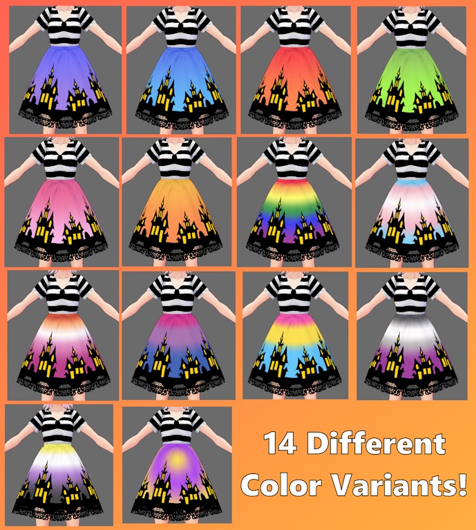FREE Spooky Stripe VRoid Dress - 14 colors