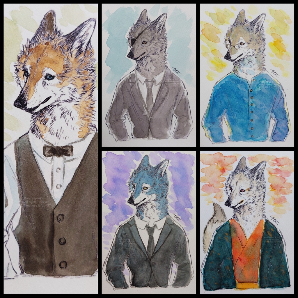 おしゃれなオオカミさん イラスト