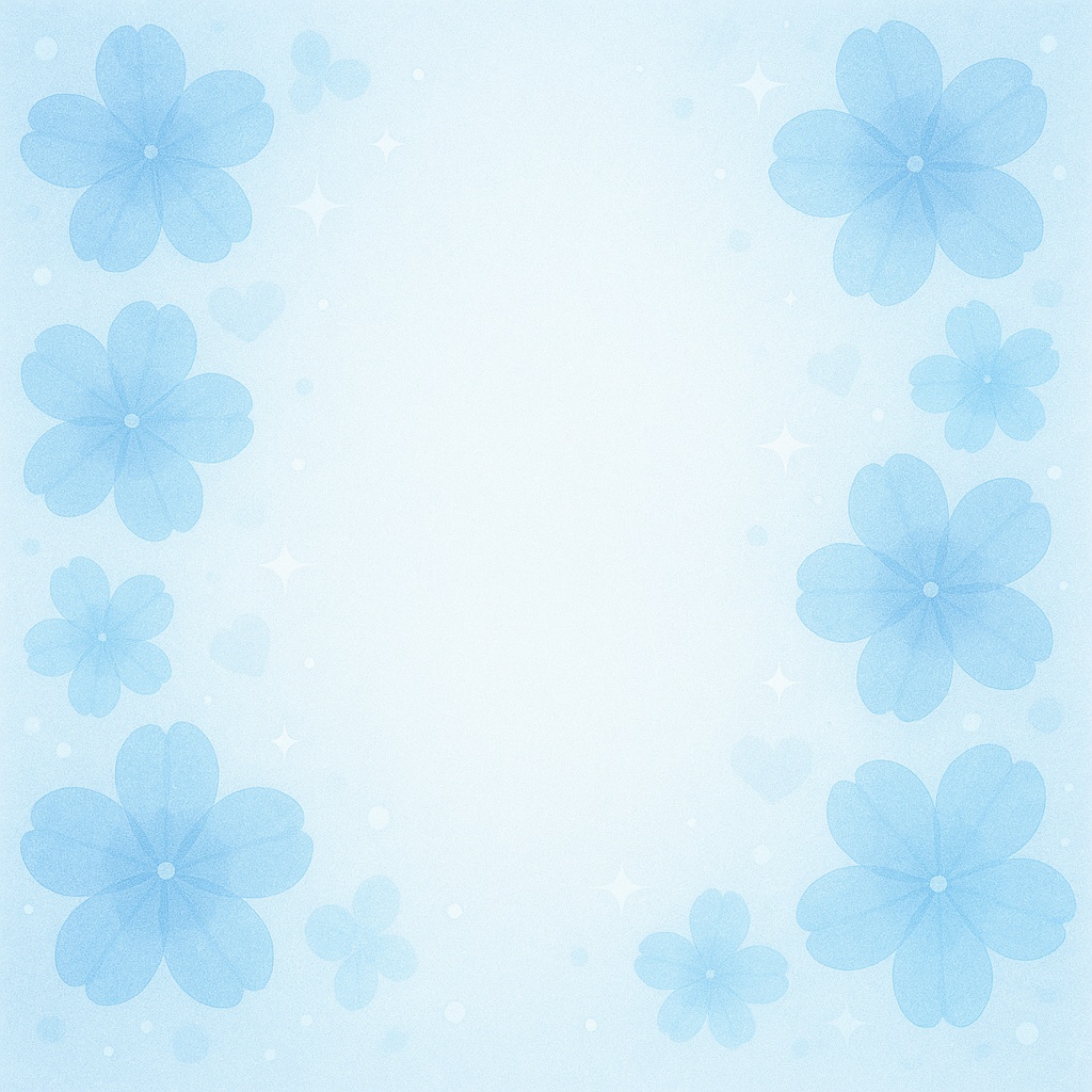 ミストブルーのさわやか花模様