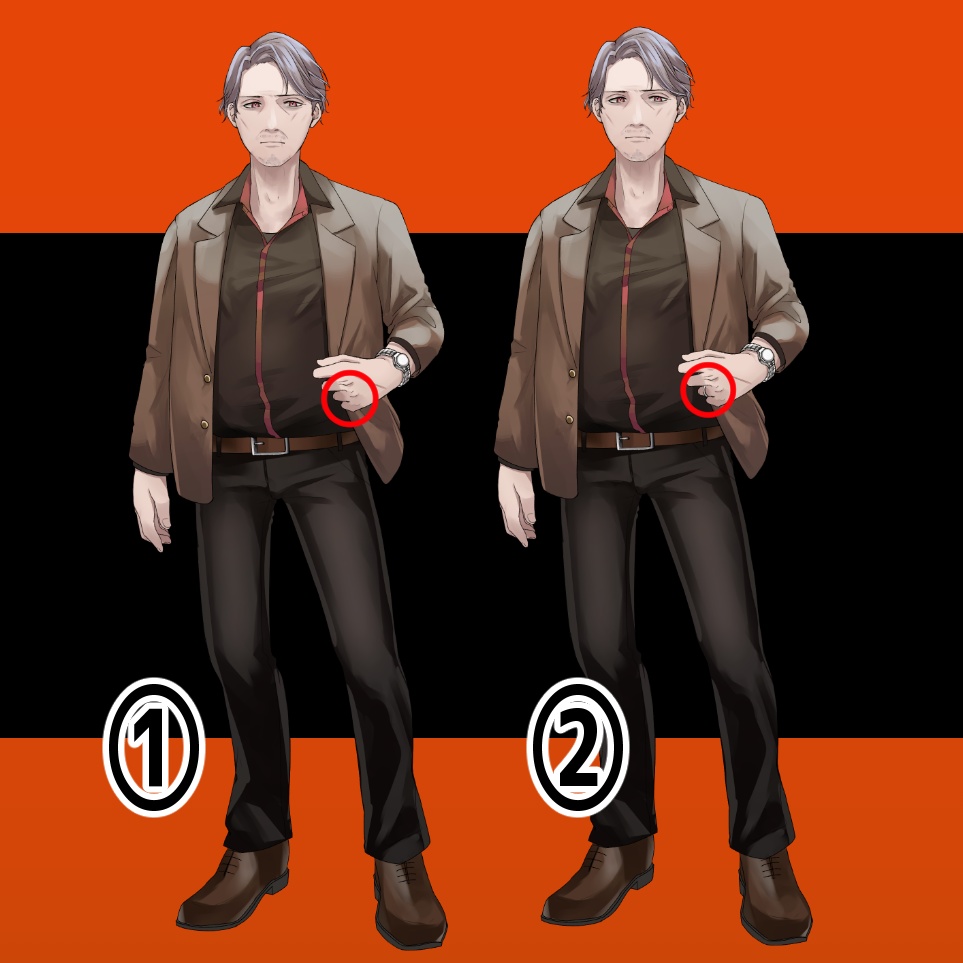 中年男性立ち絵【立ち絵素材・イラスト・中年男性・おじさん・傷】