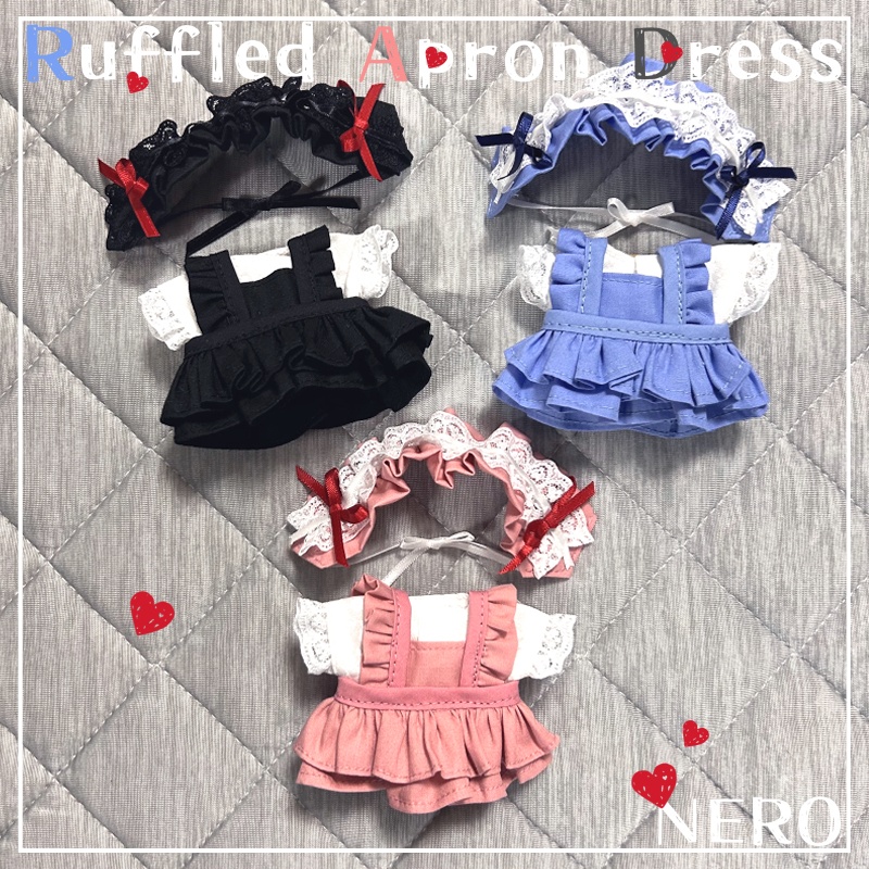 10cmぬい用 フリルエプロンドレス