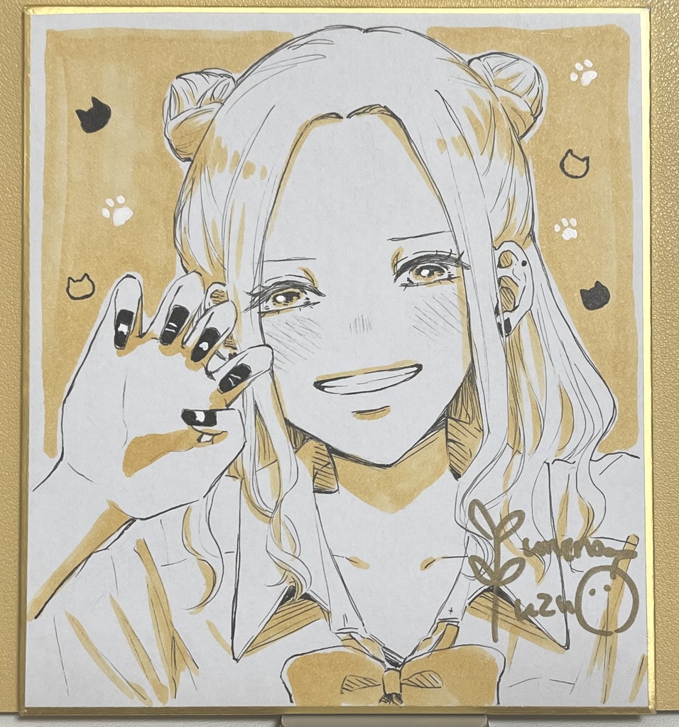 【ミニ色紙原画】ニャー🐱🐾