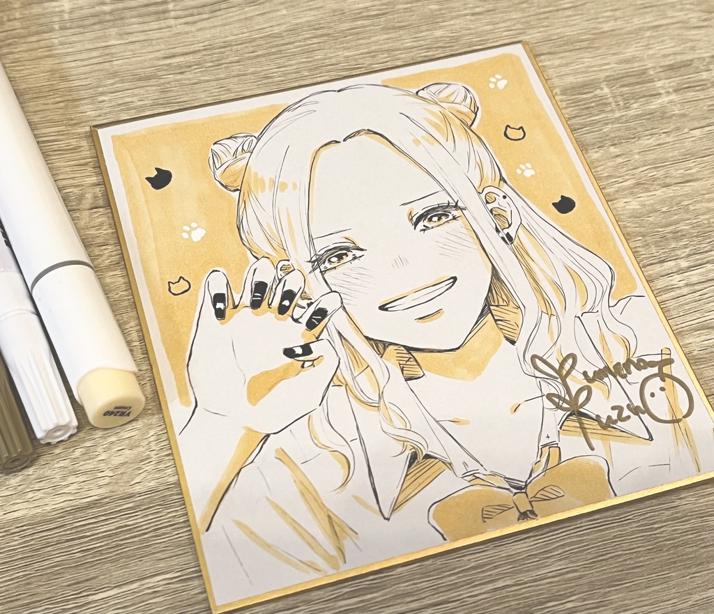 【ミニ色紙原画】ニャー🐱🐾