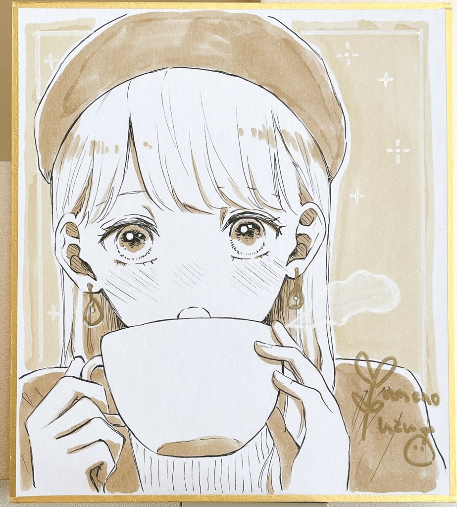 【ミニ色紙原画】カフェオレ☕️🪵🍁