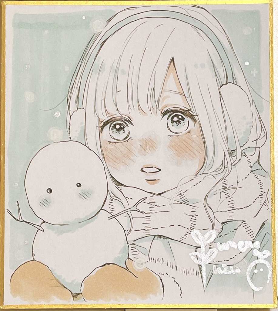 【ミニ色紙原画】雪だるま☃️❄