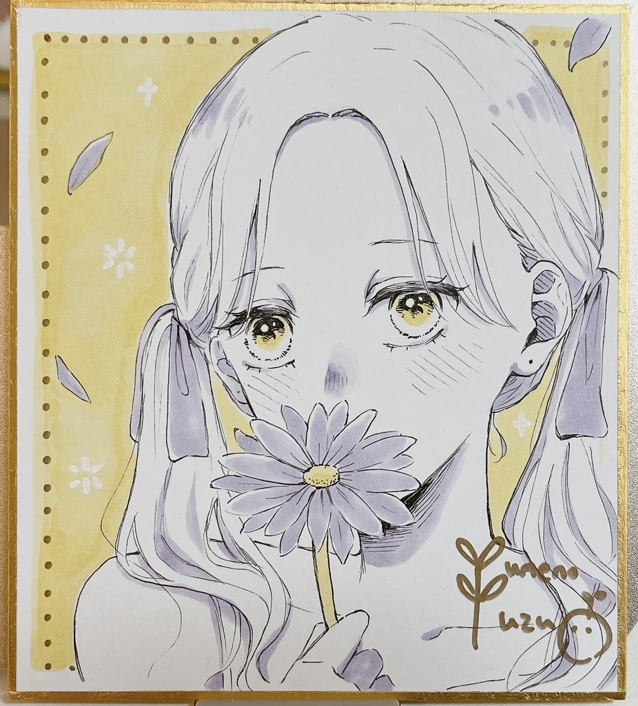 【ミニ色紙原画】お花と女の子🌼*・