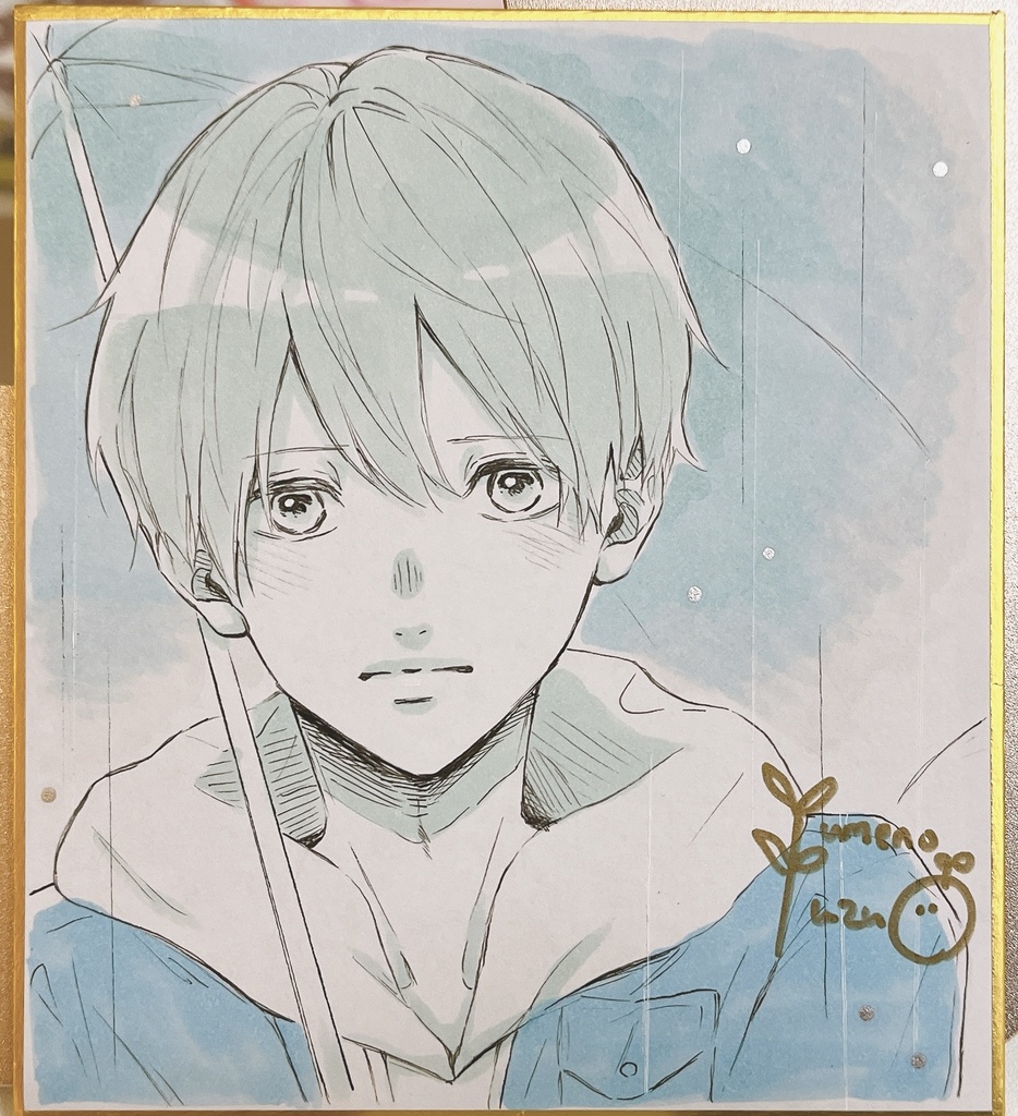 【ミニ色紙原画】傘と男の子☂️