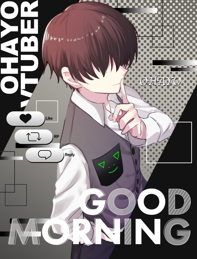 【無料】カッコイイおはV素材 カラバリぜん8種類
