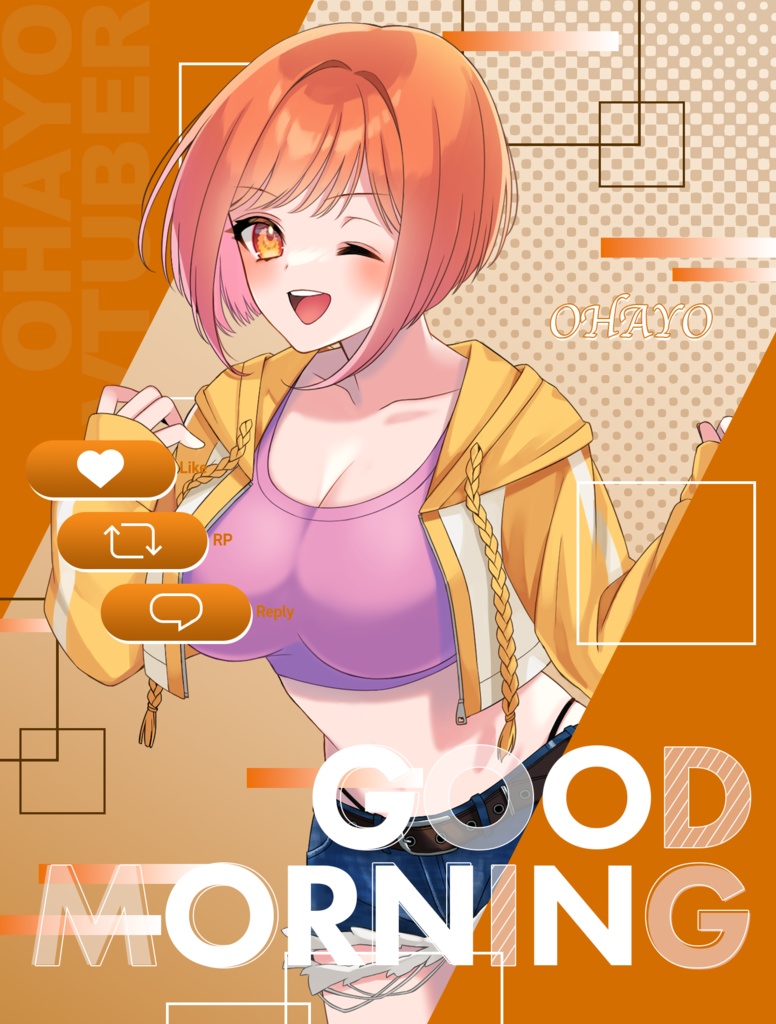 【無料】カッコイイおはV素材 カラバリぜん8種類