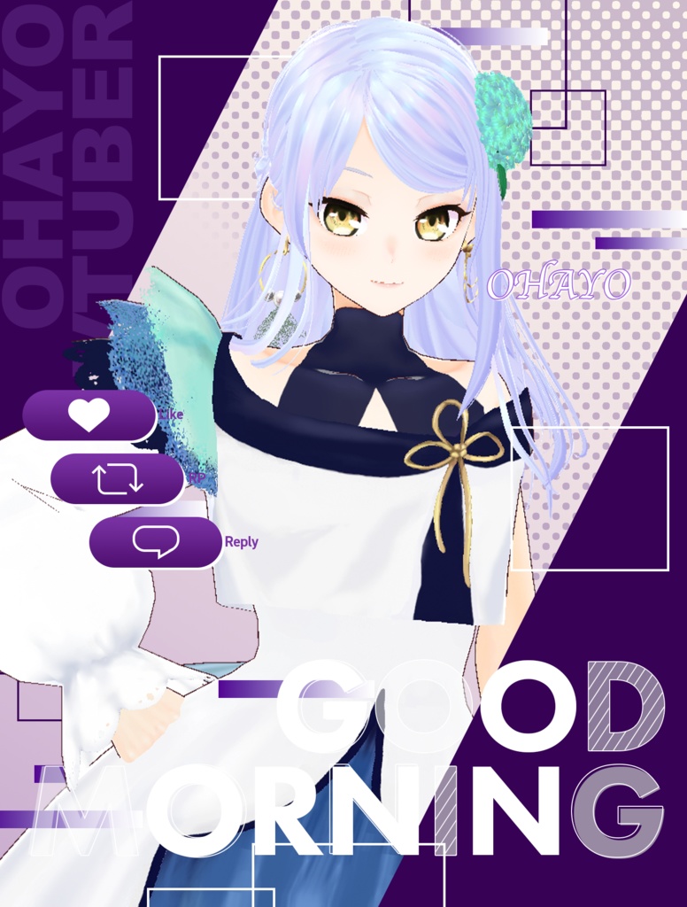 【無料】カッコイイおはV素材 カラバリぜん8種類