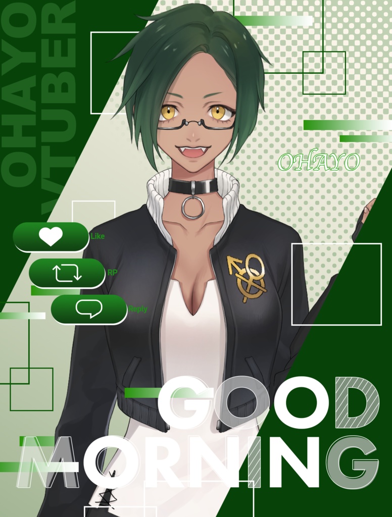 【無料】カッコイイおはV素材 カラバリぜん8種類