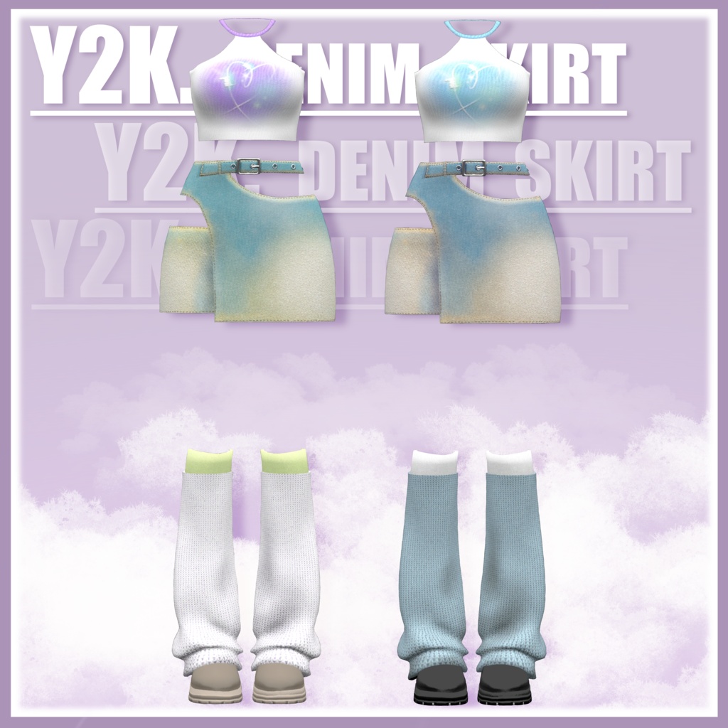 【萌moe】Y2K Denim skirt SET (3pcs set)