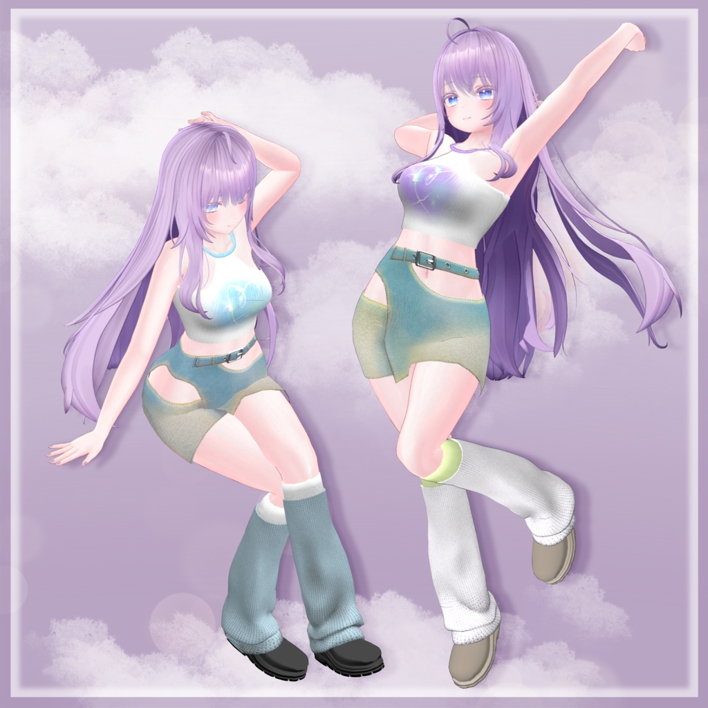 【萌moe】Y2K Denim skirt SET (3pcs set)