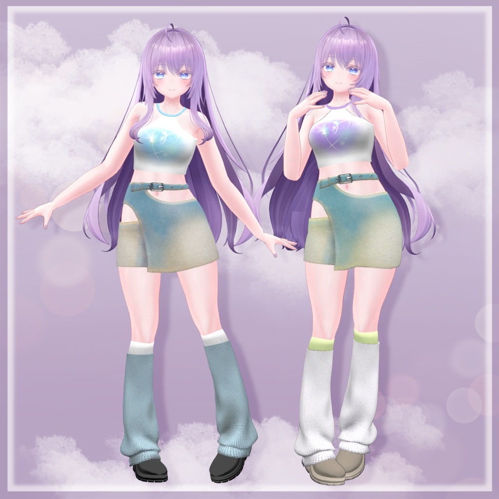 【萌moe】Y2K Denim skirt SET (3pcs set)