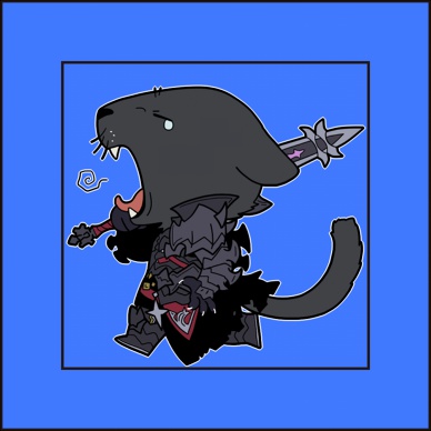 ジョブケモ　四角缶バッジ（DRK）