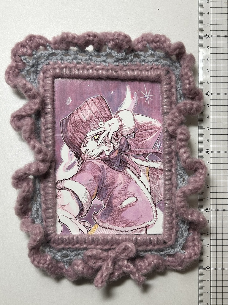 【イラスト原画】ピース!【手編み額縁】