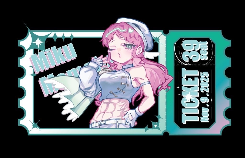 チケット風アクリルキーホルダー　桃花ミク