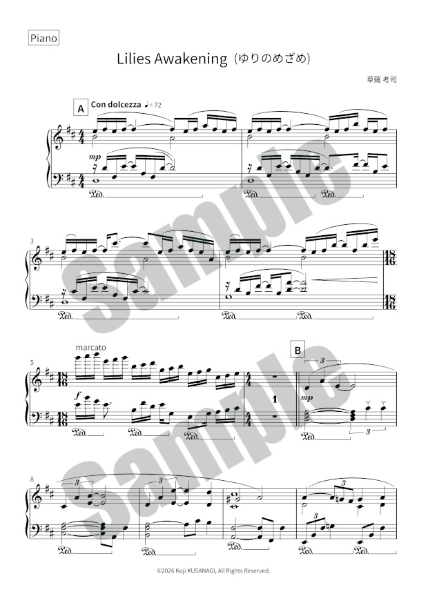 【Free DL】Lilies Awakening - ゆりのめざめ【ピアノ楽譜】【オリジナル曲】