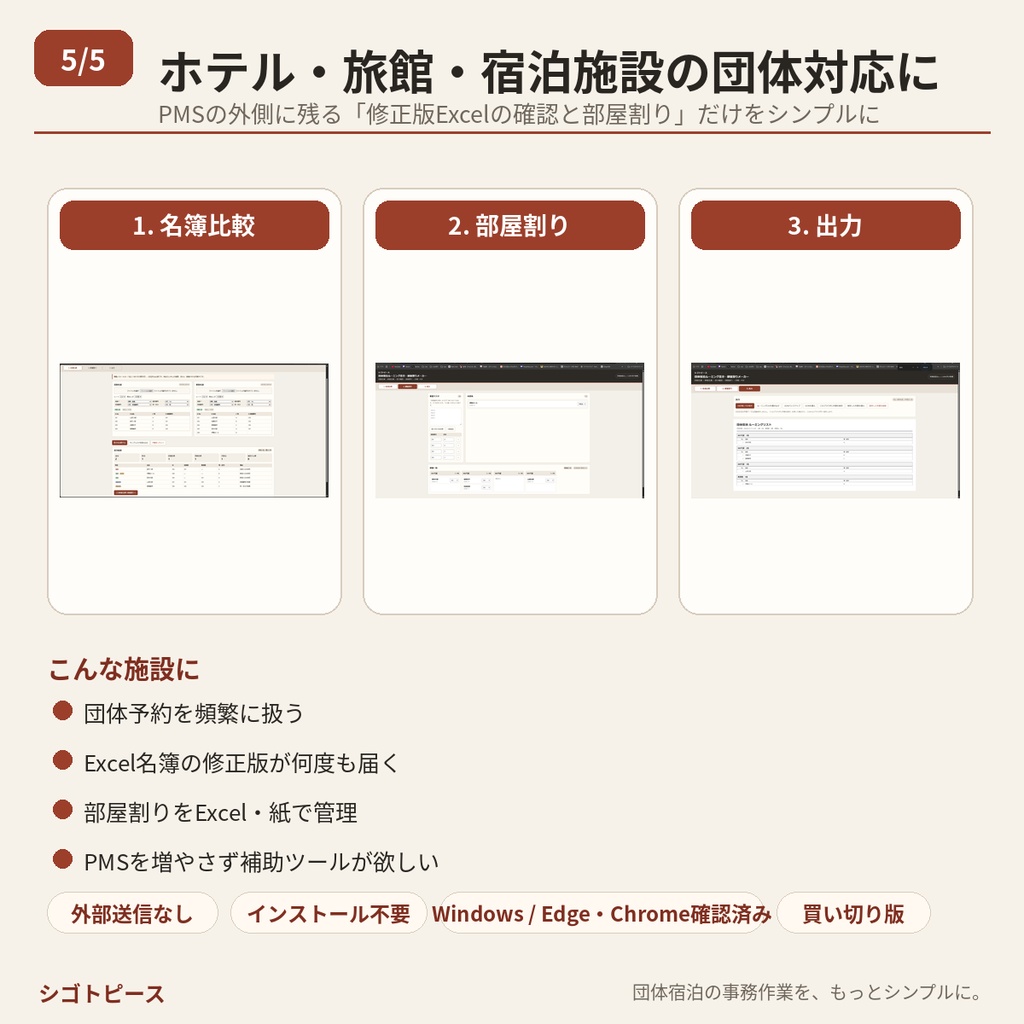 団体宿泊ルーミング差分・部屋割りメーカー|名簿比較・部屋割り・PDF出力