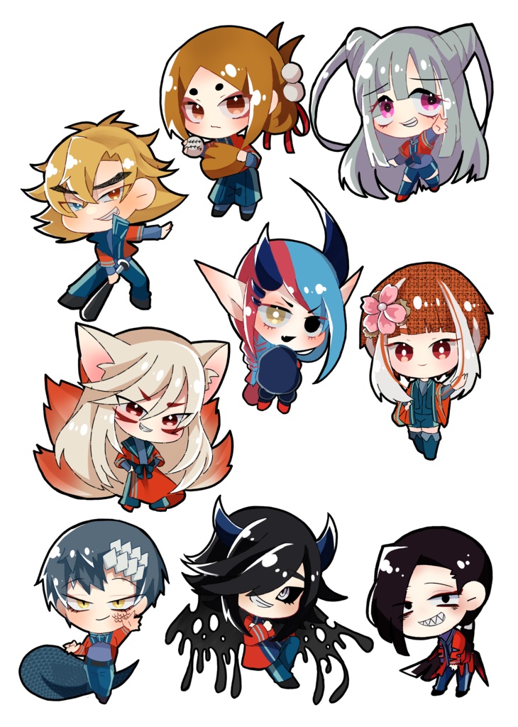 【わざいの】島根八十神山田侍衆 通常ミニキャラステッカーセット