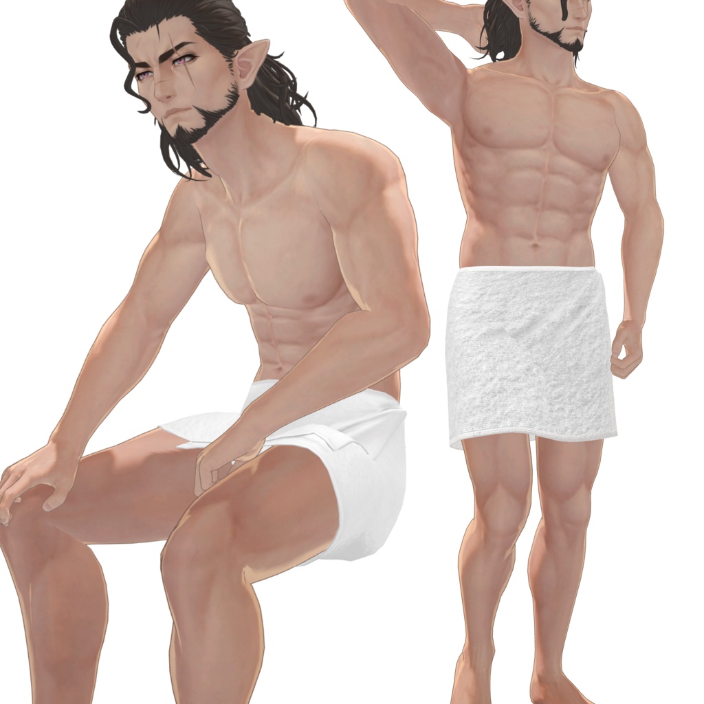 複数アバター対応 男性用インナー付き腰巻タオル