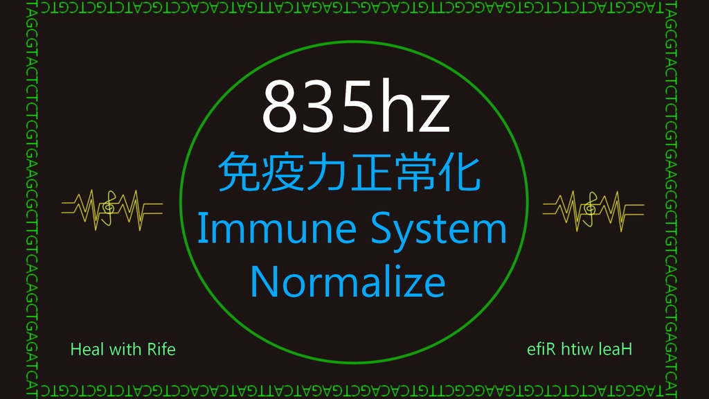 835 Hz ライフ周波数 rife frequency 免疫システムの刺激 正常化 Stimulate & Normalize the Immune System Healing Sounds & Frequencies ヒーリングサウンド 音 Sound Therapy