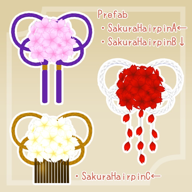 花びら舞う桜の髪飾りセット