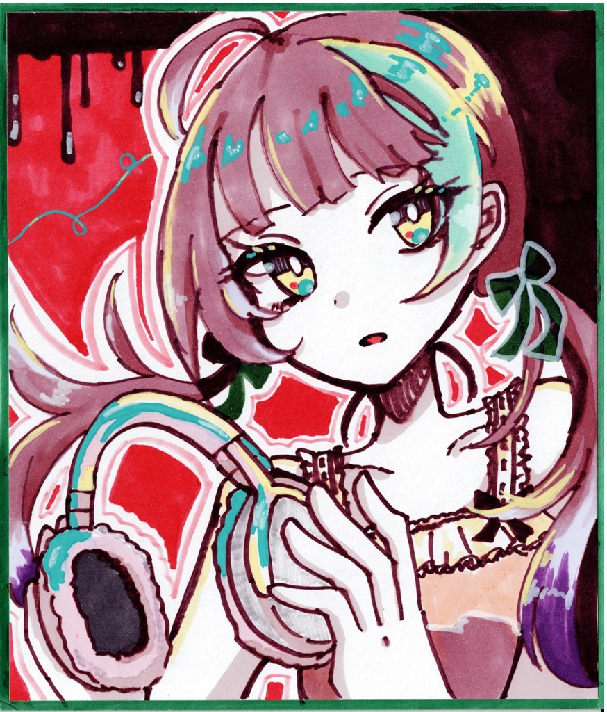 色紙原画「失くしたイヤホン」