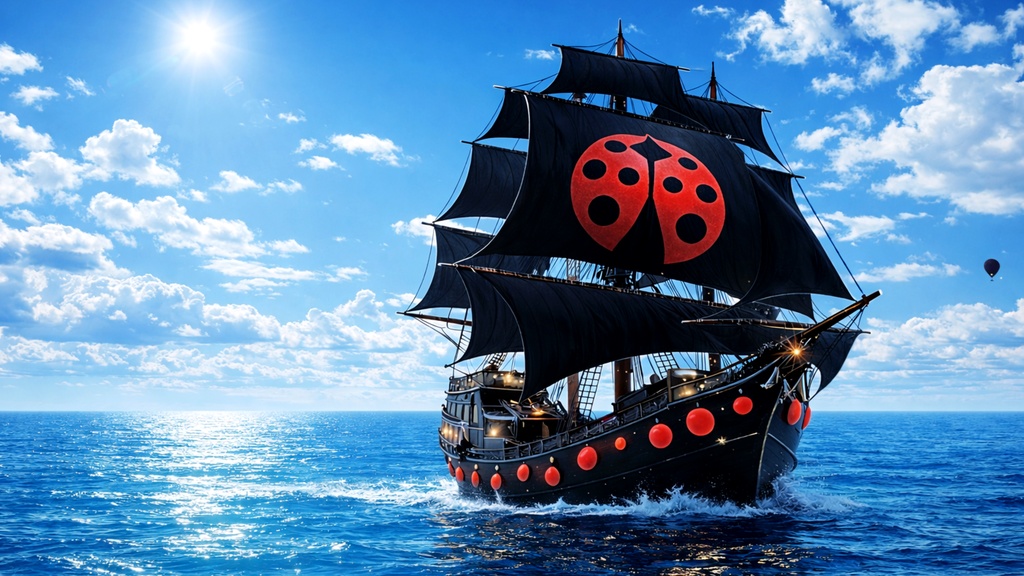 【4K高画質】海賊船シネマ壁紙|昼・夕焼け・月夜・嵐|幻想リアル4点セット