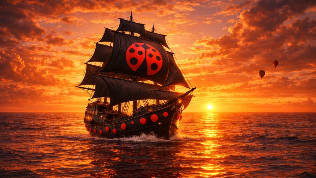 【4K高画質】海賊船シネマ壁紙｜昼・夕焼け・月夜・嵐｜幻想リアル4点セット