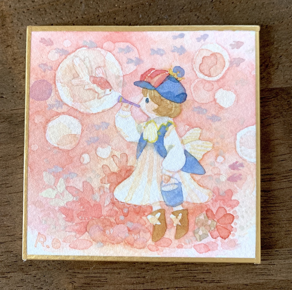 ミニ色紙「シャボン玉」