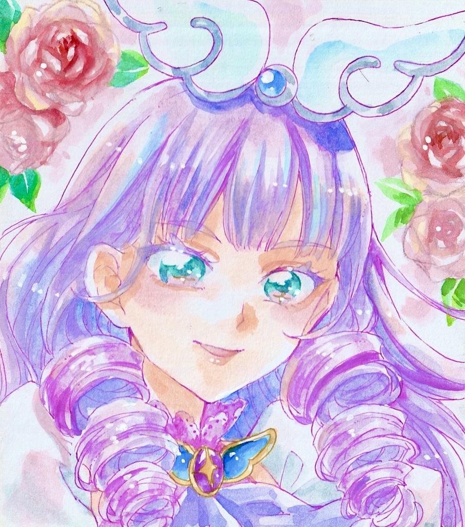 ウタ UTA 水彩画 手描きミニ色紙 - イラスト