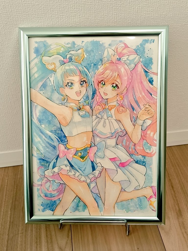 プリキュアA4原画【キュアスカイ＆キュアプリズム(水着)】