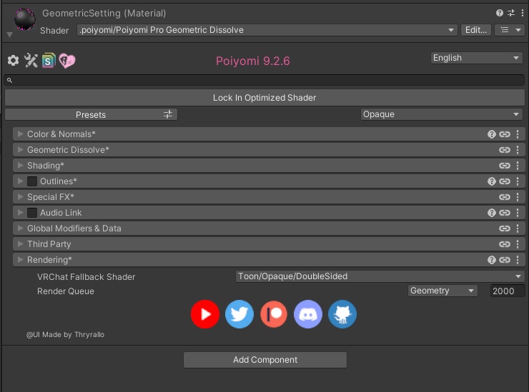 【VRChat】Geometric Dissolve設定【Poiyomi Pro】