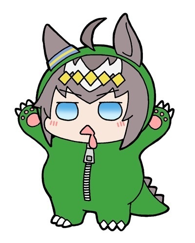 芦毛の怪物(着ぐるみ)の缶バッジ(腹ペコ)