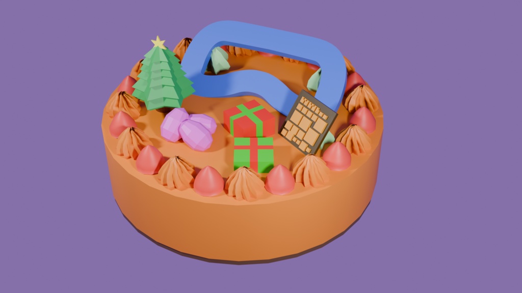 Blender ホイップ&ケーキモデル 自由にデコレーション ミドルポリ