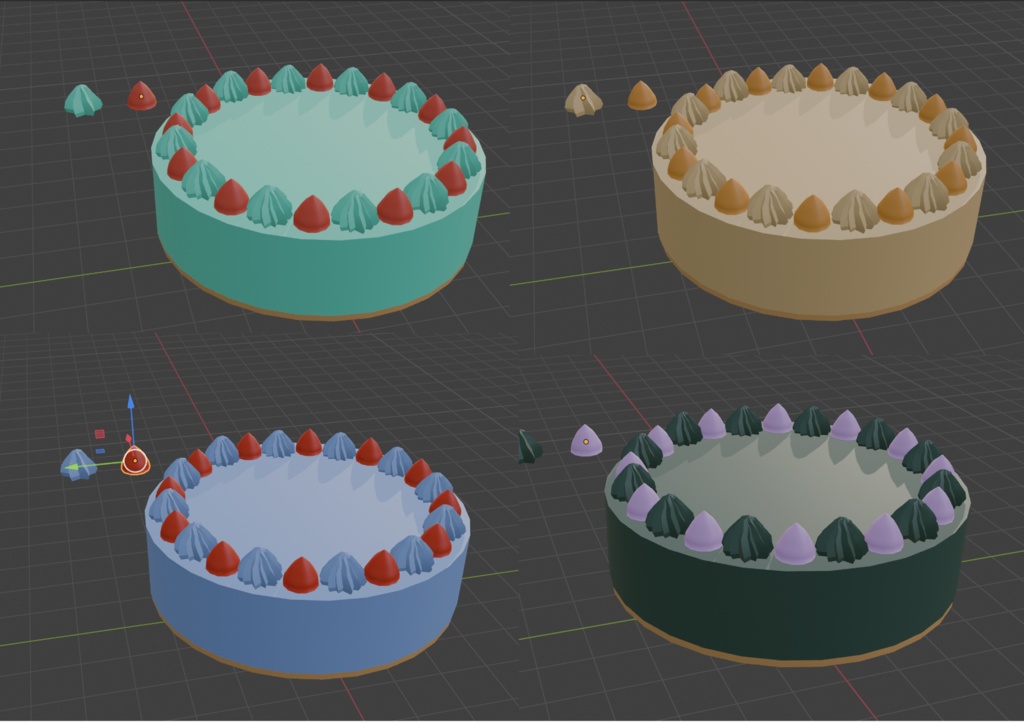 Blender ホイップ&ケーキモデル 自由にデコレーション ミドルポリ